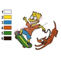 Bart Simpson Playing wtih Dog Embroidery Design